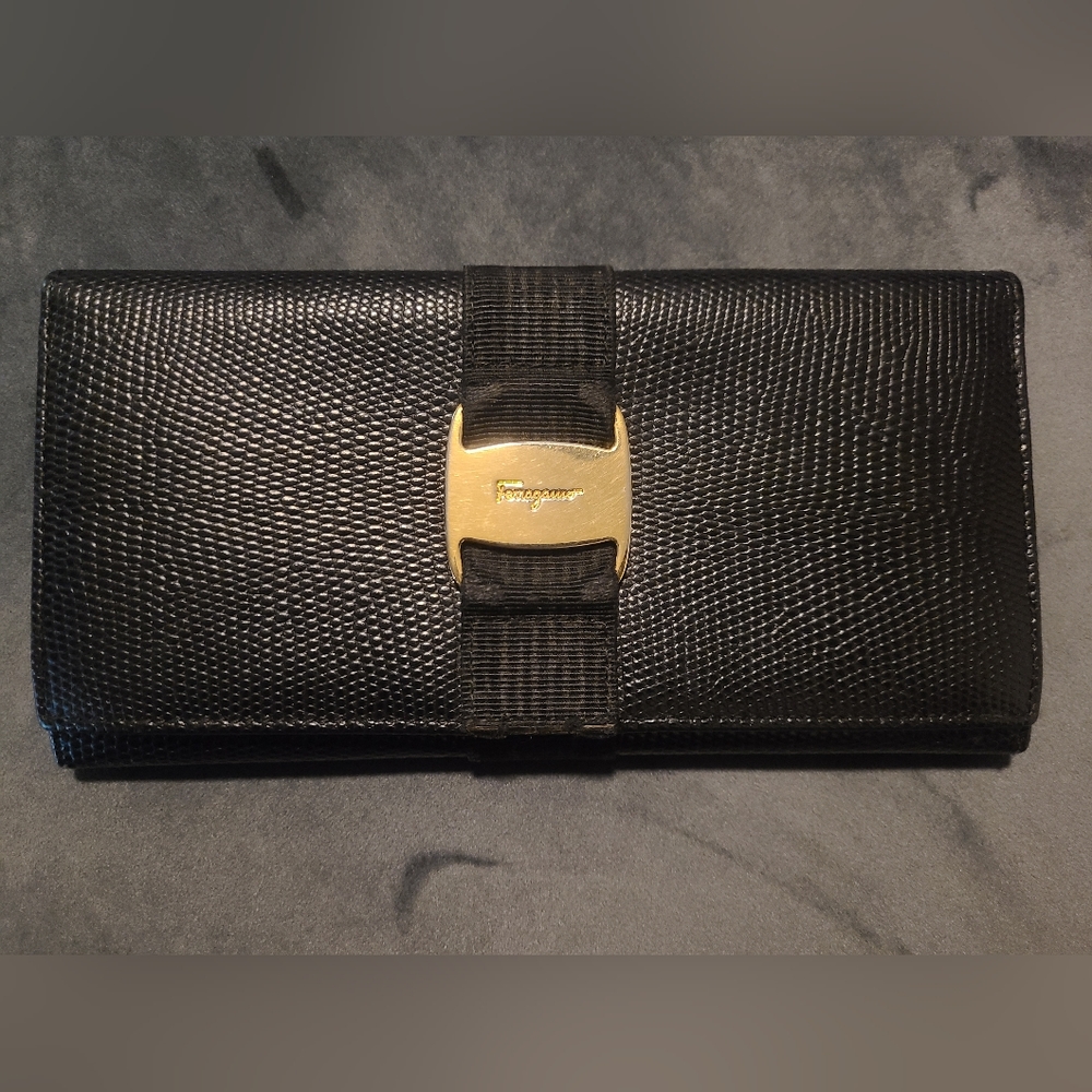Salvatore Ferragamo black long wallet